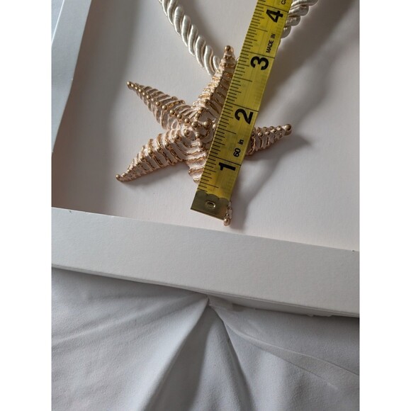 ZARA Women's Gold Textured Starfish Ivory Cord 20" Statement Necklace Coastal - Picture 12 of 12